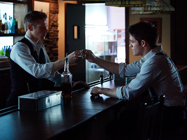 The Vampire Diaries | Matt (Zach Roerig) and Jeremy look too serious for this to be a happy toast in the April 26 episode.