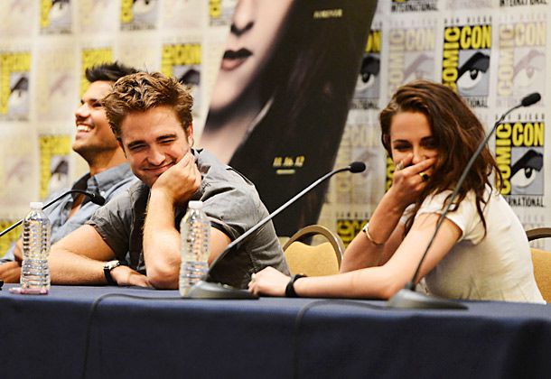 Taylor Lautner, Robert Pattinson, and Kristen Stewart at The Twilight Saga: Breaking Dawn Part 2 Comic-Con panel