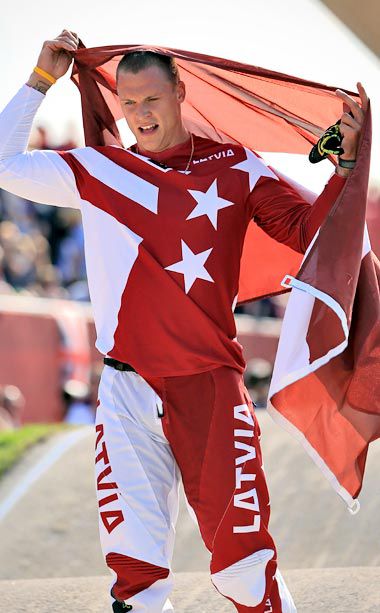 Summer Olympics 2012 | Why It Works: Big stars, bold stripes and the blatant use of color blocking &mdash; Maris Strombergs' uniform combines some of my least favorite design