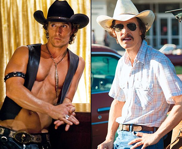 Matthew McConaughey | Gained weight for: Magic Mike Lost weight for: The Dallas Buyer's Club Playing on his reputation for shirtlessness, McConaughey played Dallas, the owner of a