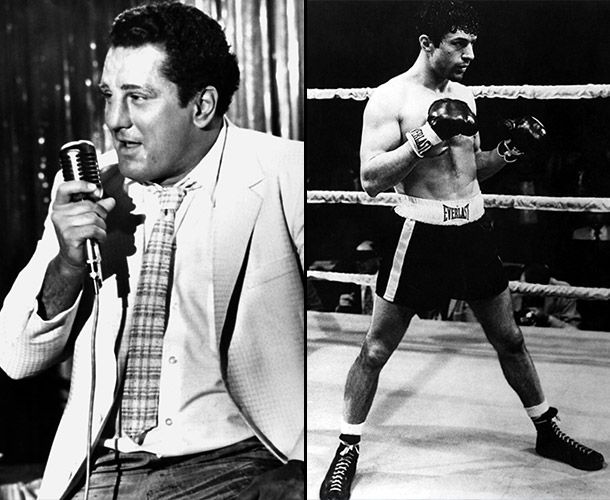 Robert De Niro | Gained &mdash; and Lost &mdash; weight for: Raging Bull Chronicling the life of boxer Jake LaMotta in the 1981 Scorsese classic, De Niro's weight may