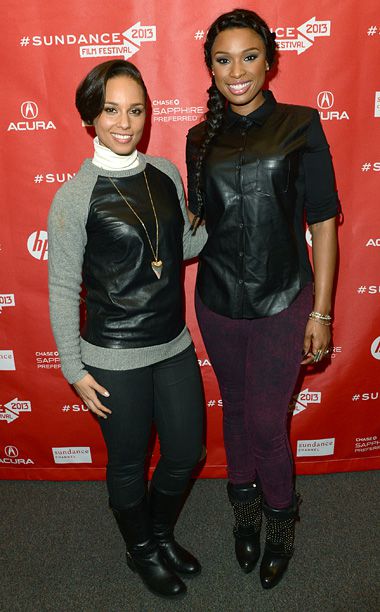 Alicia Keys (in Joseph) and Jennifer Hudson at the premiere of The Inevitable Defeat of Mister and Pete