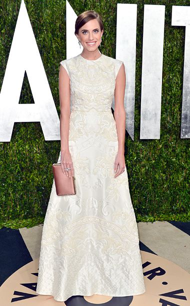 Allison Williams (in Valentino) at the Vanity Fair Oscar party