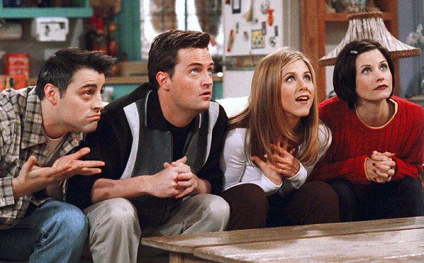 Friends | Apartment Bet (shown) The high-stakes trivia game played during season 4, when Monica and Rachel's complete lack of knowledge of Chandler's profession (see ''T'') cost