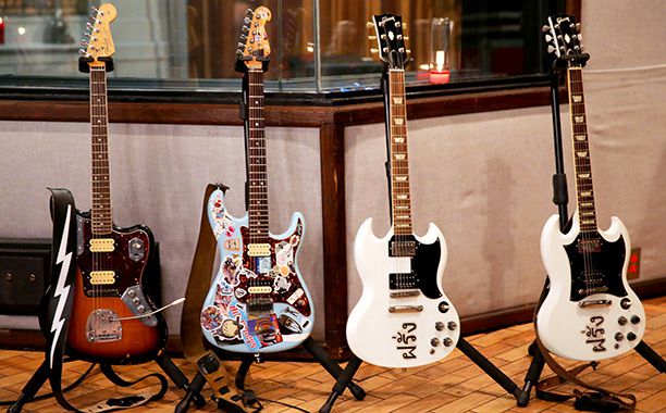 Weezer | Among Cuomo's guitars sits the ''Strat with the lightning strap'' that he sings about in the chorus of ''Back to the Shack.''