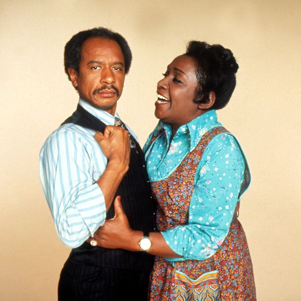 Relationship: Spouses Played by: Sherman Hemsley and Isabel Sanford Age gap: 21 years Crunching the numbers: Sanford's age was movin' on up when she was