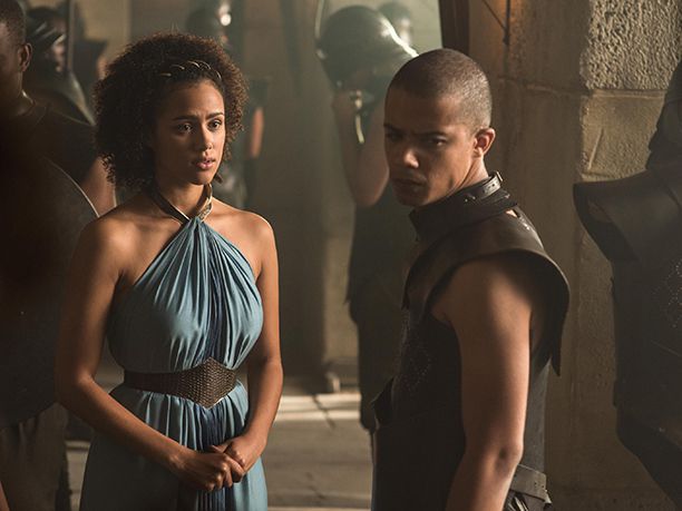 Nathalie Emmanuel as Missandei and Jacob Anderson as Grey Worm