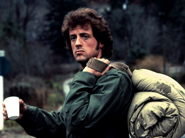 First Blood, Sylvester Stallone | Sylvester Stallone's John Rambo (shown) is a put-upon vet so tired of being treated as insignificant that, after a confrontation with a small-town sheriff's department,