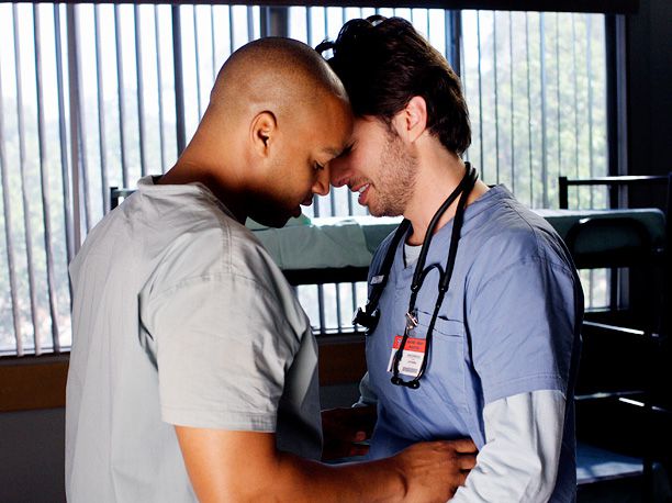 Zach Braff, Donald Faison, ... | It was the purest of ''guy love, love between two guys.'' Chocolate Bear (Turk) and Vanilla Bear (J.D.) shared Tiki necklaces, steak night, and a
