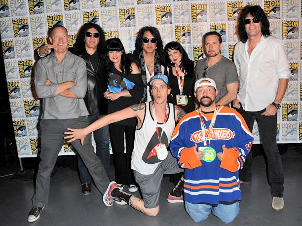 Matthew Lillard, Gene Simmons, Pauley Perrette, Paul Stanley, Grey DeLisle, Eric Singer, Tommy Thayer; (front row) Jason Mewes, Kevin Smith