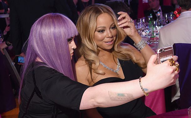 Kelly Osbourne and Mariah Carey at the 24th Annual Elton John AIDS Foundation's Oscar Viewing Party