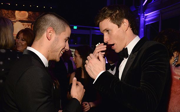 Nick Jonas and Eddie Redmayne at the 2016 Vanity Fair Oscar Party