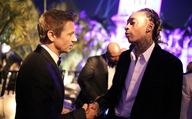 Jeremy Renner and Wiz Khalifa at the 2016 Vanity Fair Oscar Party