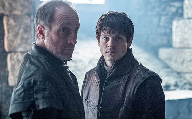 Michael McElhatton as Roose Bolton and Iwan Rheon as Ramsay Bolton