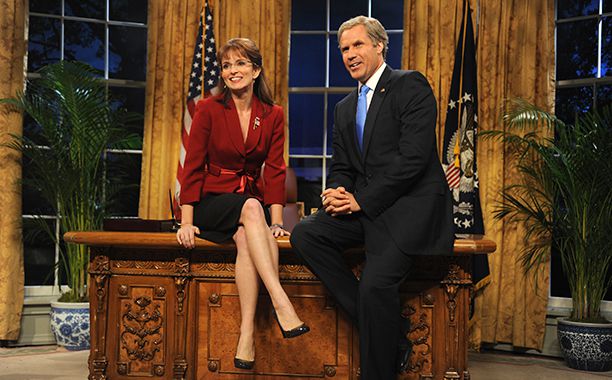 Tina Fey as Governor Sarah Palin and Will Ferrell as President George W. Bush (October 2008)