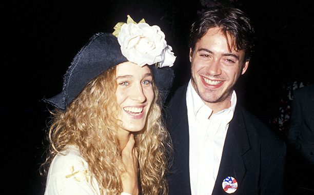 Robert Downey Jr. with Sarah Jessica Parker at a benefit cocktail party for Democratic candidate Michael Dukakis on Sept. 15, 1988