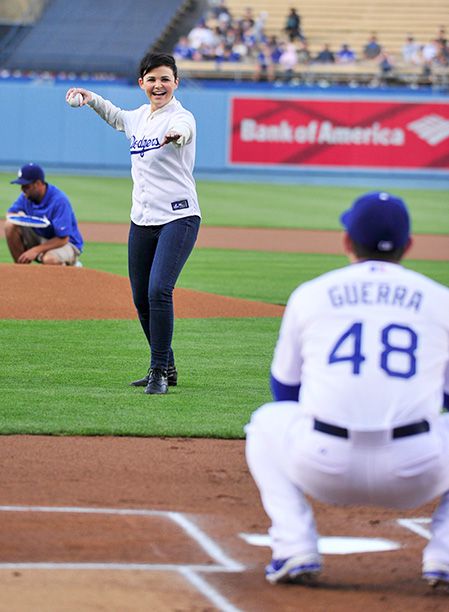 Ginnifer Goodwin at the Los Angeles Dodgers' Dodger Stadium on May 1, 2013