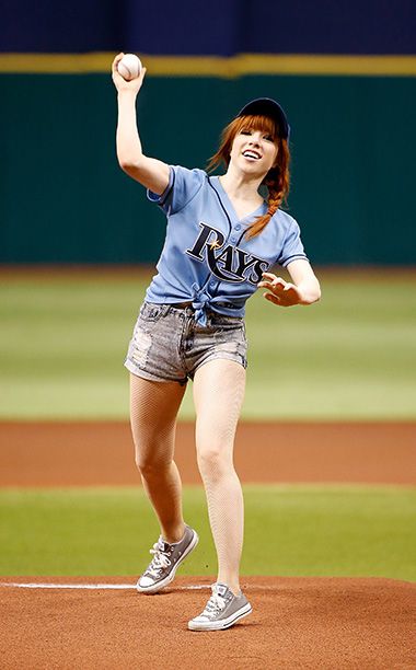 Carly Rae Jepsen at the Tampa Bay Rays' Tropicana Field on July 14, 2013