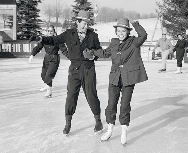 Debbie Reynolds Ice Skating With Eddie Fisher in the Late 1950s