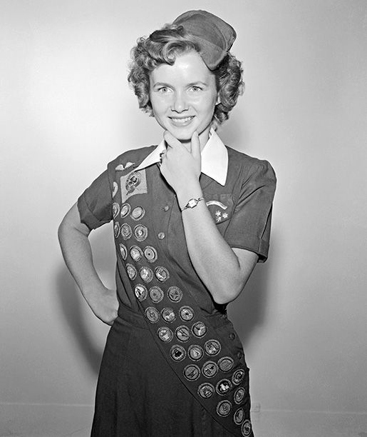 Debbie Reynolds as a Teenage Senior Girl Scout in 1949