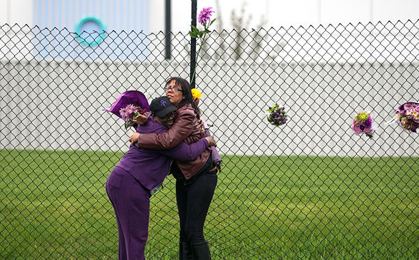 Mourners at Paisley Park in Chanhassen, Minnesota