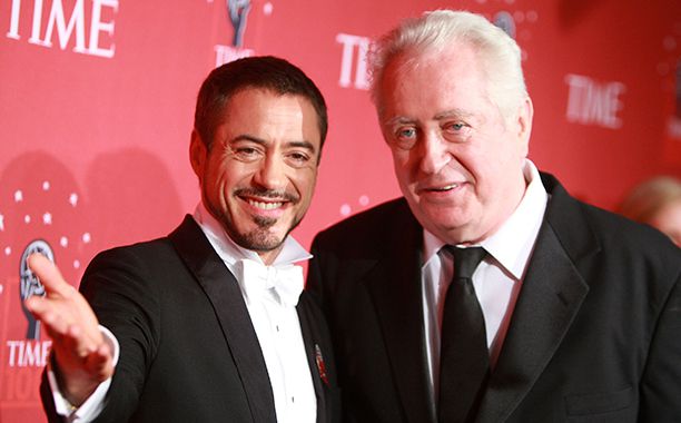 Robert Downey Jr. with his father Robert Downey Sr. at TIME's 100 Most Influential People gala on May 8, 2008