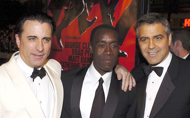 George Clooney at the Los Angeles premiere of Ocean's Twelve with Andy Garcia and Don Cheadle on Dec. 8, 2004