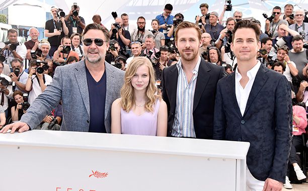 Russell Crowe, Angourie Rice, Ryan Gosling, and Matt Bomer at The Nice Guys Photocall