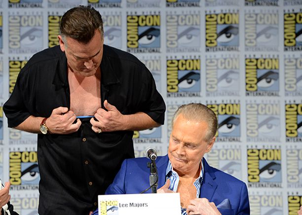 Bruce Campbell and Lee Majors at the Ash vs Evil Dead Panel