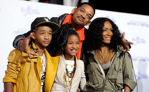 Jaden Smith, Willow Smith, Will Smith, and Jada Pinkett Smith at the Justin Bieber: Never Say Never Premiere on February 8, 2011