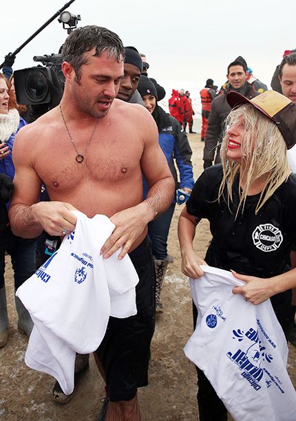 Taylor Kinney With Lady Gaga at the Chicago Polar Plunge on March 1, 2015