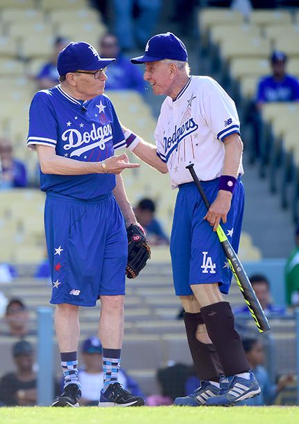 Garry Marshall With Larry King at a Celebrity Baseball Game on June 6, 2015