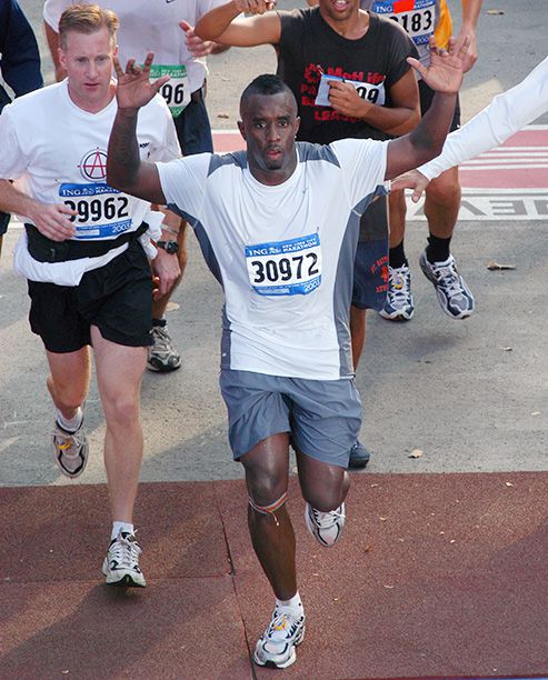 Sean P. Diddy Combs Running the ING New York City Marathon on Nov. 2. 2003