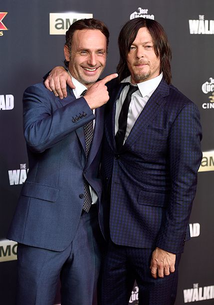 Andrew Lincoln With Norman Reedus at the Season 5 Premiere of The Walking Dead on October 2, 2014