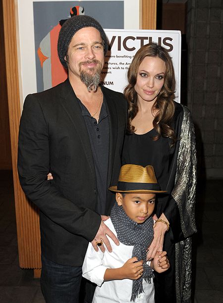Brad Pitt, Angelina Jolie, and Maddox at the Premiere of Invictus in Beverly Hills on December 3, 2009