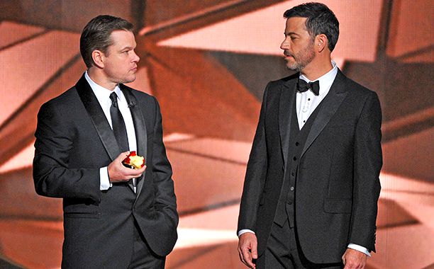 Matt Damon Takes His Feud With Jimmy Kimmel to the Emmys Stage