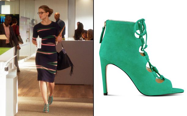 I&rsquo;m obsessed with the emerald green gladiator stilettos that Kara (Melissa Benoist) recently wore on Supergirl. Who makes them? &mdash;Brittany