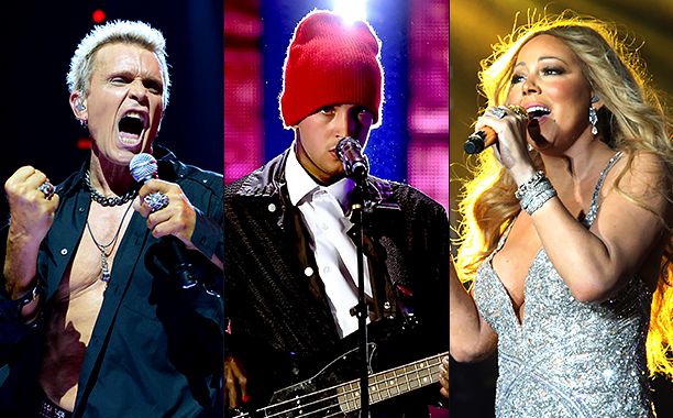 ALL CROPS: 609999508 Billy Idol (Photo by Kevin Mazur/WireImage); 610057616 Tyler Joseph of music group Twenty One Pilots (Photo by Kevin Winter/Getty Images); 544271862 Singer Mariah Carey (Photo by Bennett Raglin/Getty Images for 2016 Essence Festival)