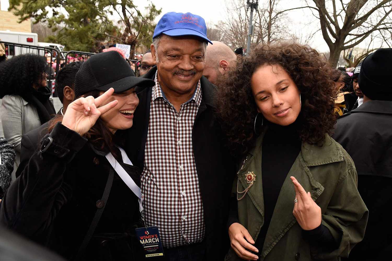 Fran Drescher, Jesse Jackson, and Alicia Keys&nbsp;at the Women's March on Washington