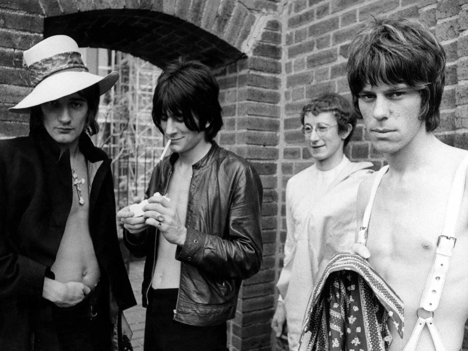 Rod Stewart With Ron Wood, Mickey Waller, and Jeff Beck in 1968