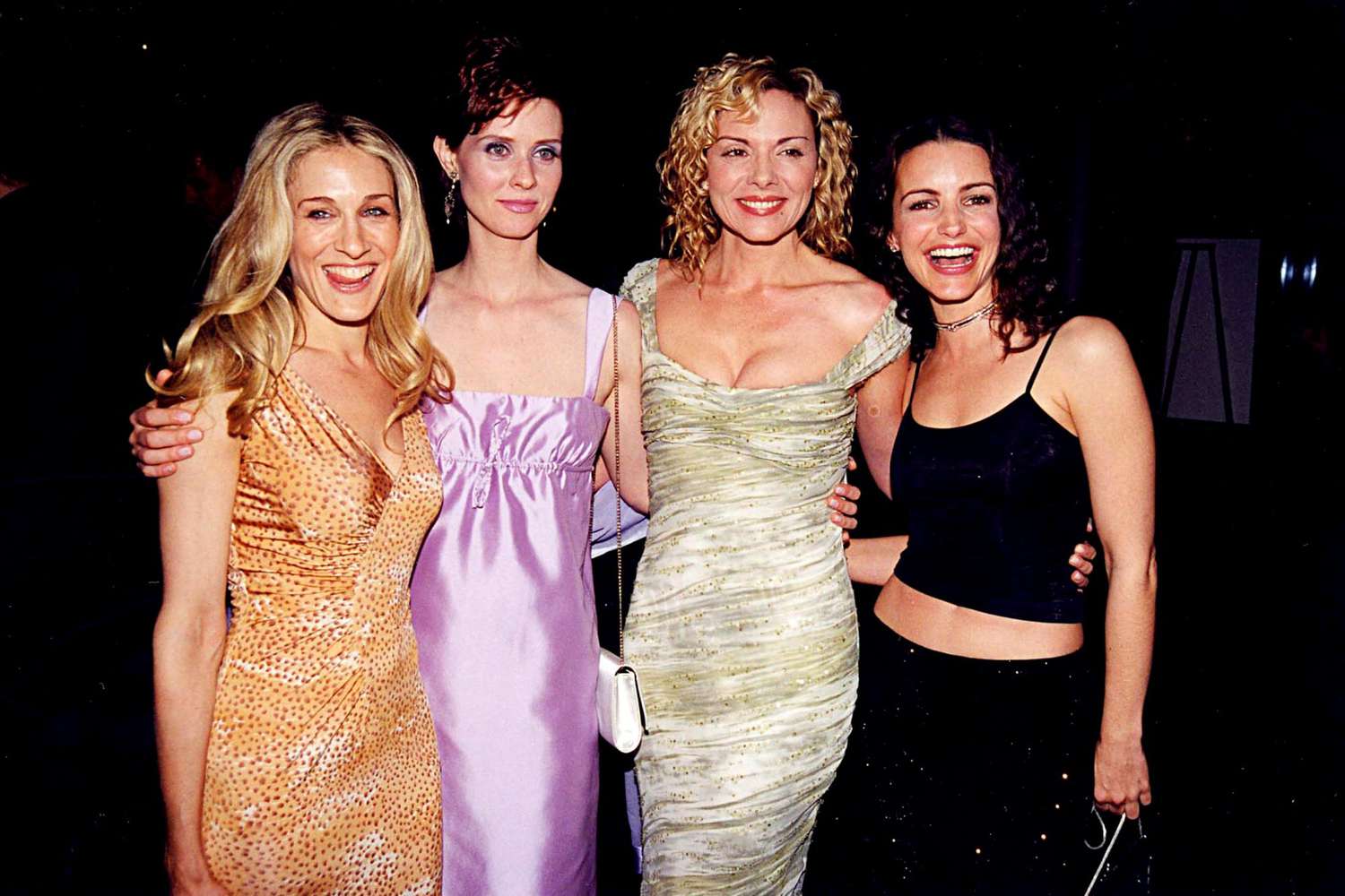 Sarah Jessica Parker, Cynthia Nixon, Kim Cattrall, and Kristin Davis at a Party for Sex and the City in Los Angeles in 1999