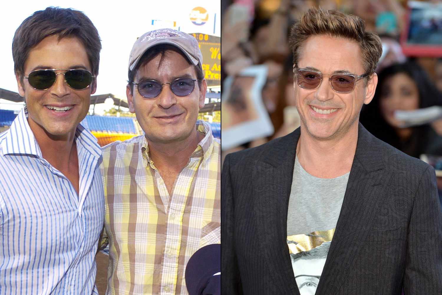 Rob Lowe, Charlie Sheen, and Robert Downey Jr.