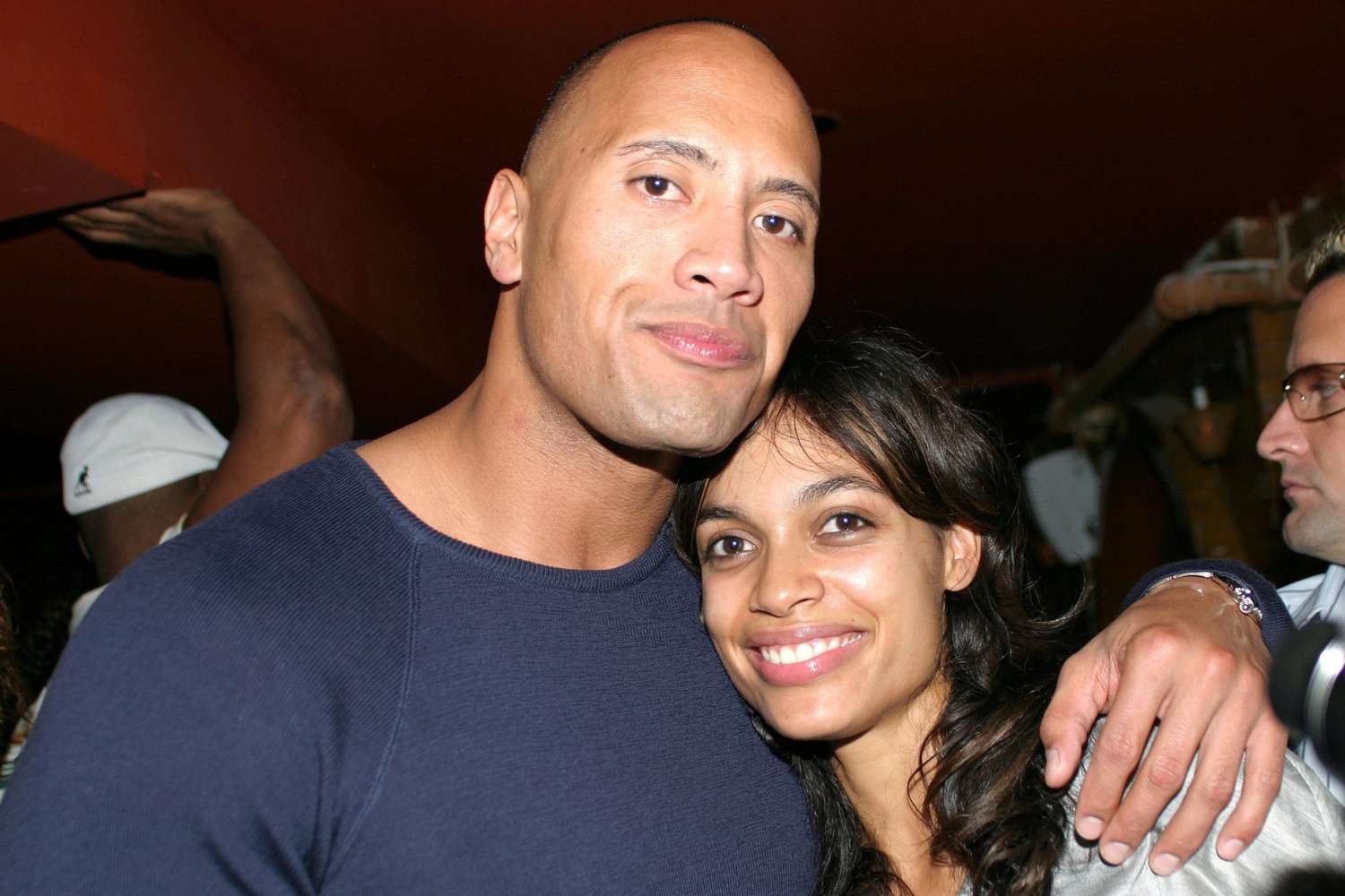 Dwayne 'The Rock' Johnson With Rosario Dawson at Oneworld Magazine's Badass Party in New York City on Sept. 25, 2003&nbsp;