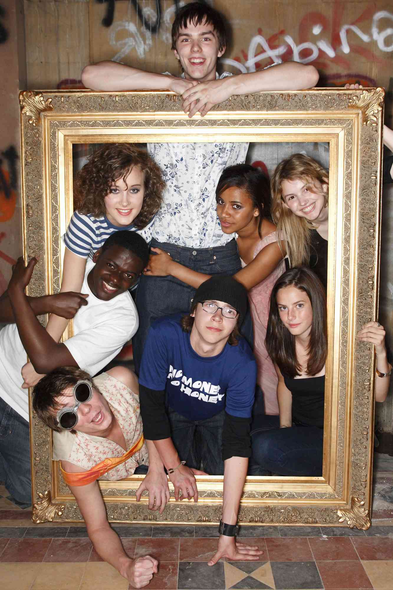 Costars Joseph Dempsie, April Pearson, Nicholas Hoult, Mike Bailey, Larissa Wilson, Hannah Murray, and Kaya Scodelario at&nbsp;a Channel 4/ E4 party for Skins&nbsp;in Bristol&nbsp;on August 2, 2007.