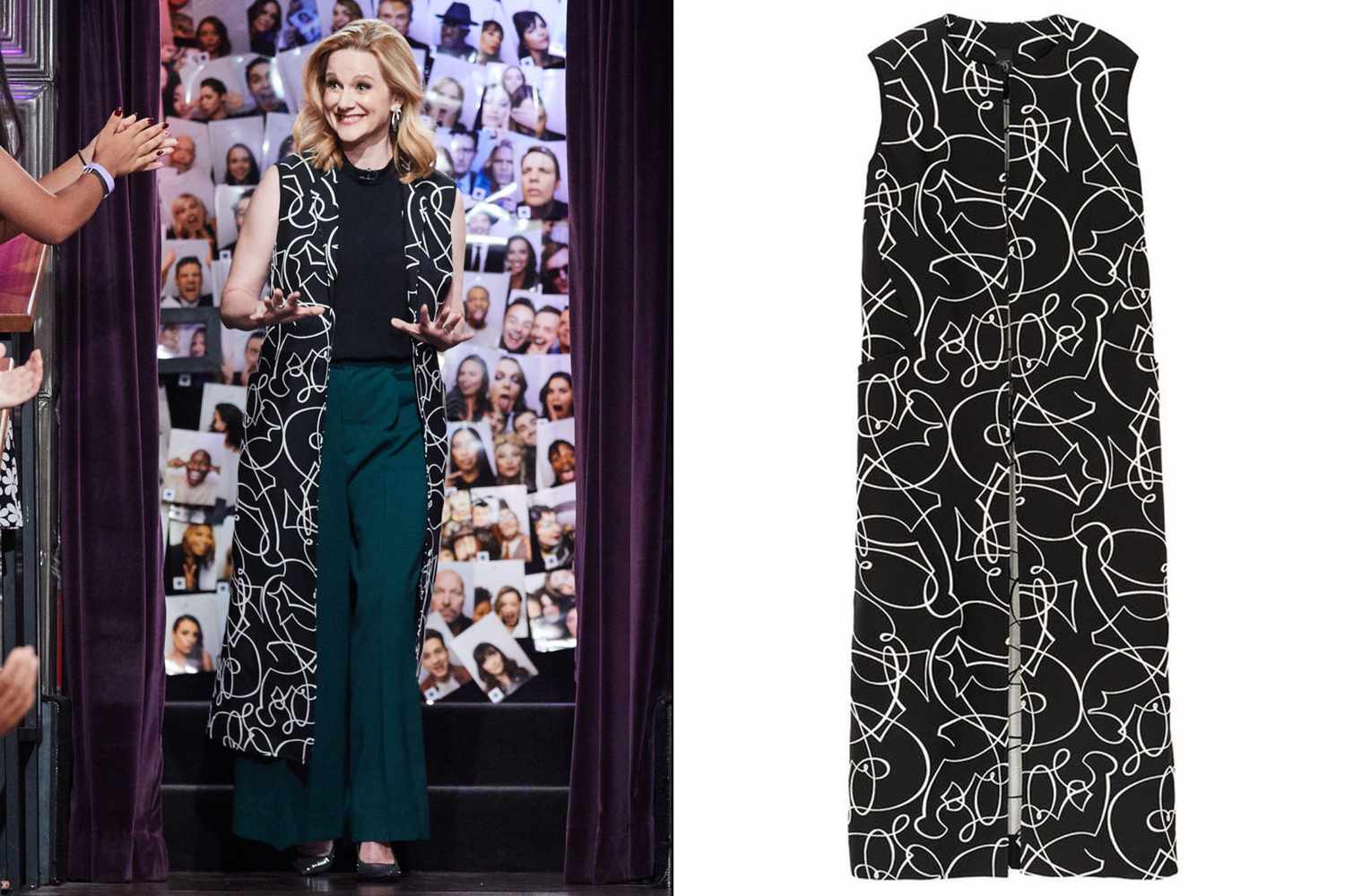 Laura Linney's waistcoat on&nbsp;The Late Late Show with James Corden