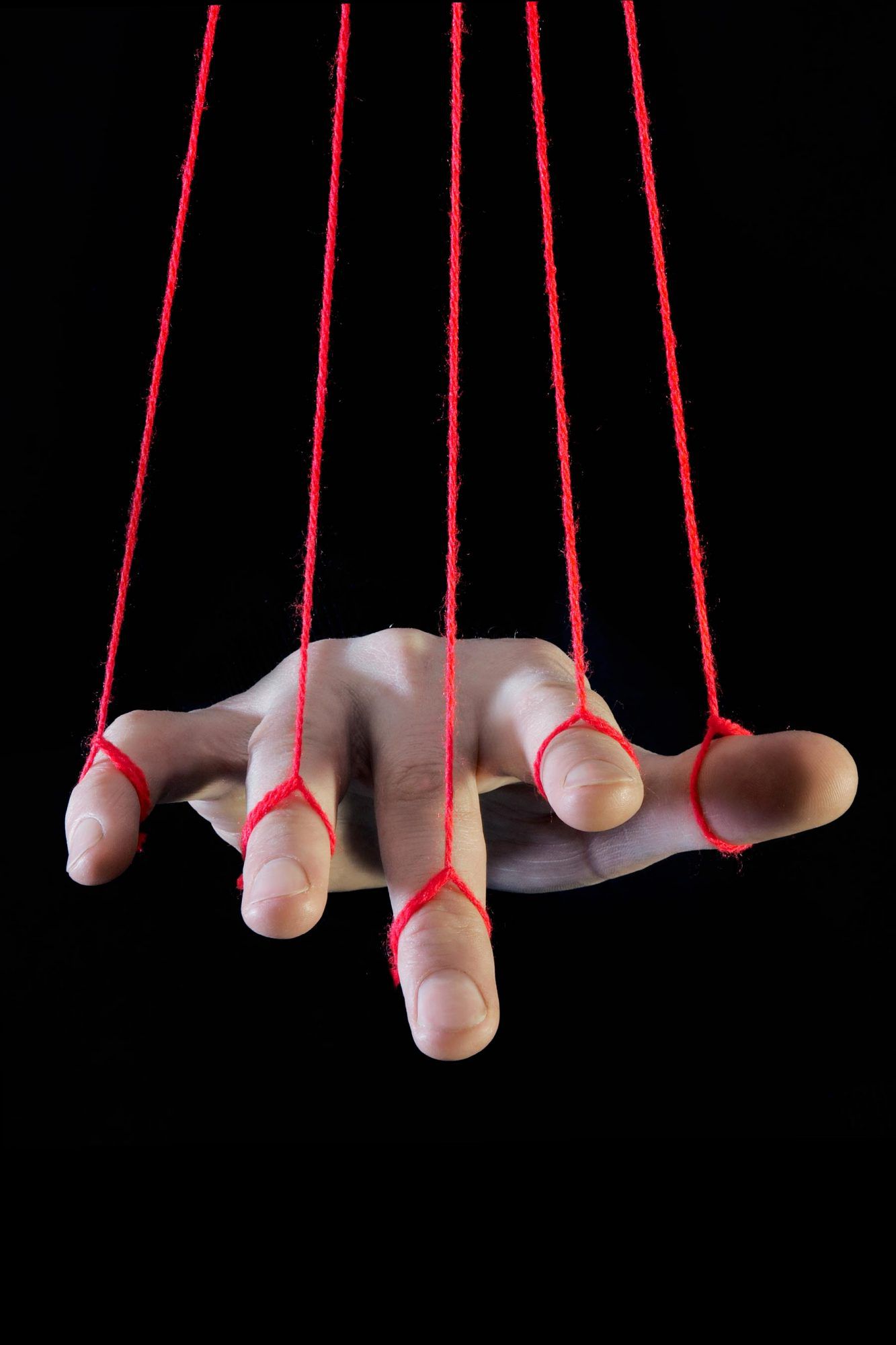 hands being supported by string