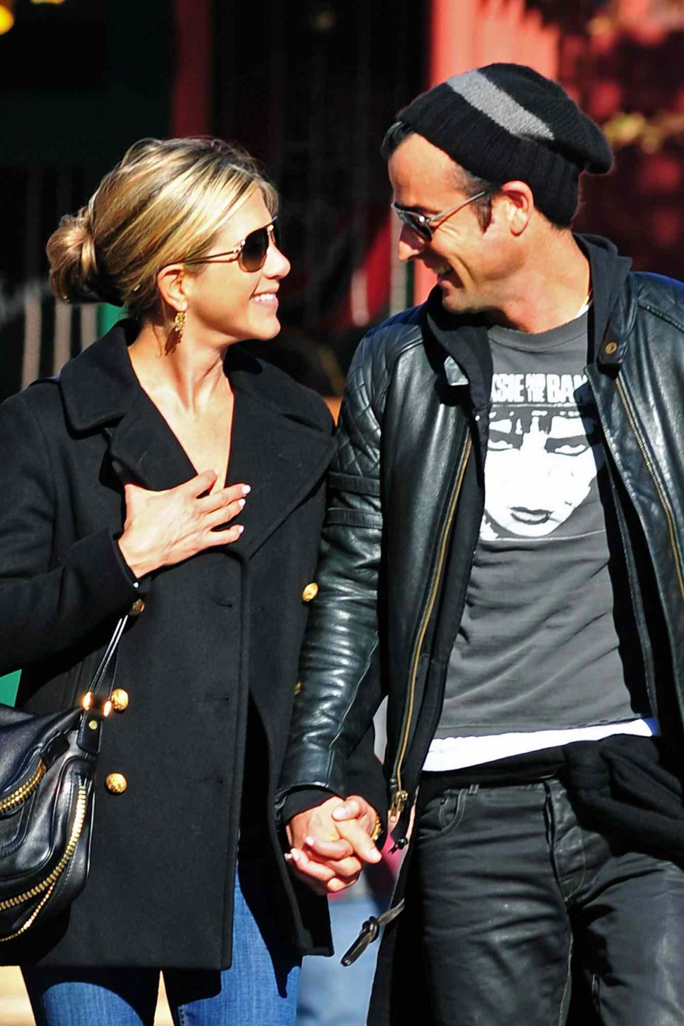 Jennifer Aniston and Justin Theroux in New York City on Sept. 18, 2011