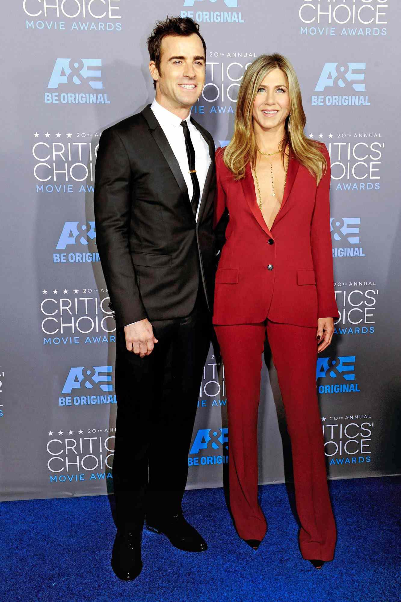 Justin Theroux and Jennifer Aniston at the 20th Annual Critics' Choice Movie Awards in Los Angeles on Jan. 15, 2015