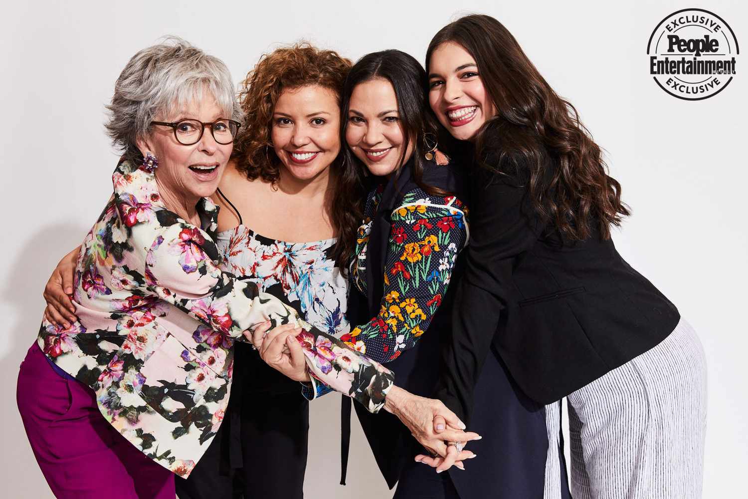 One Day at a Time stars Rita Moreno, Justina Machado, and Isabella Gomez with creator Gloria Calderon Kellett
