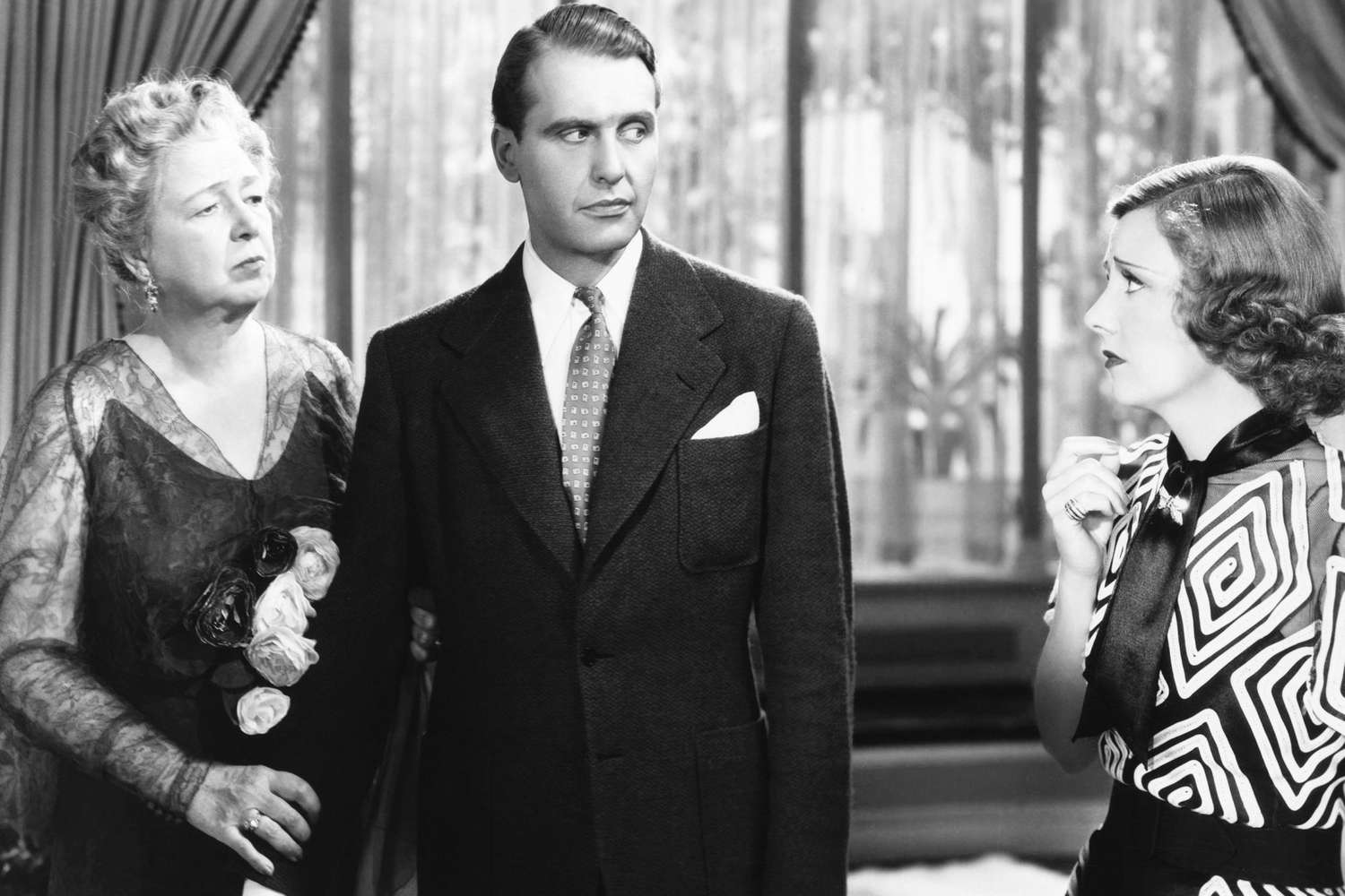 THE AWFUL TRUTH, from left: Esther Dale, Ralph Bellamy, Irene Dunne, 1937
